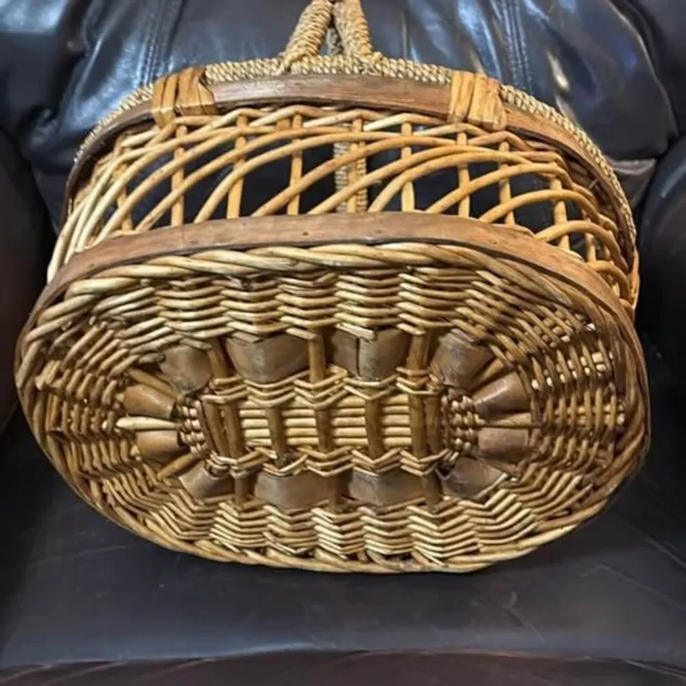 Vintage Woven Wicker Basket with Handle
